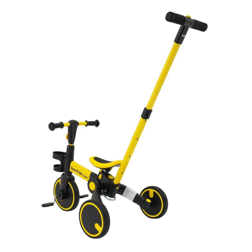 Dviratis Happy Bike 3in1 Sportrike, Yellow-Judėjimui, Balansiniai dviratukai, Triratukai vaikams-e-vaikas