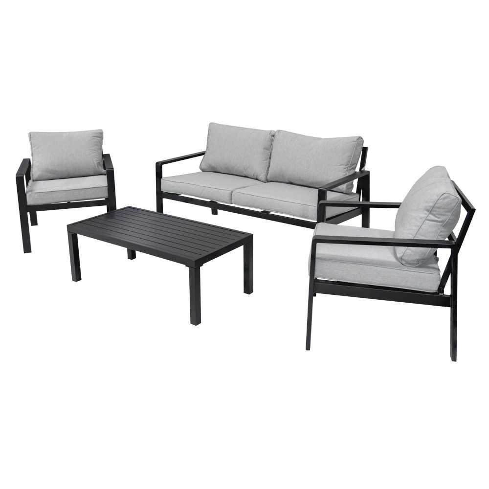 Aliuminio sodo baldai Sofa + du foteliai + stalas