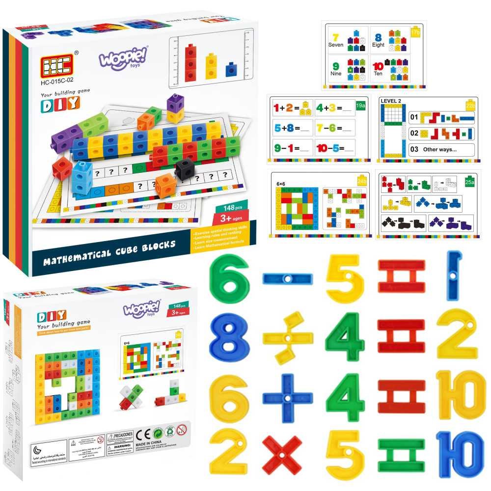 WOOPIE Gra Układanka Matematyczna Klocki Konstrukcyjne + Wzory 148 el.					