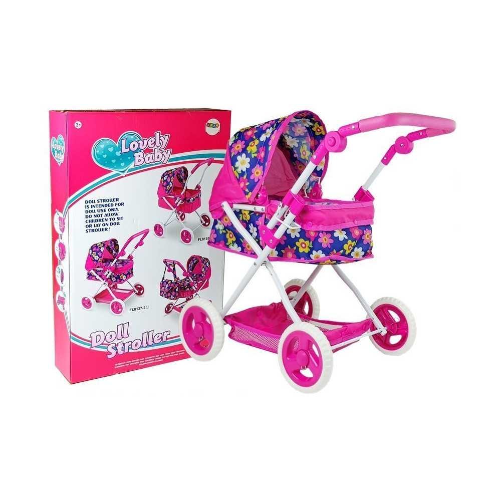 Children's Toy Dolls Pram Adjustable Handle Big Wheels