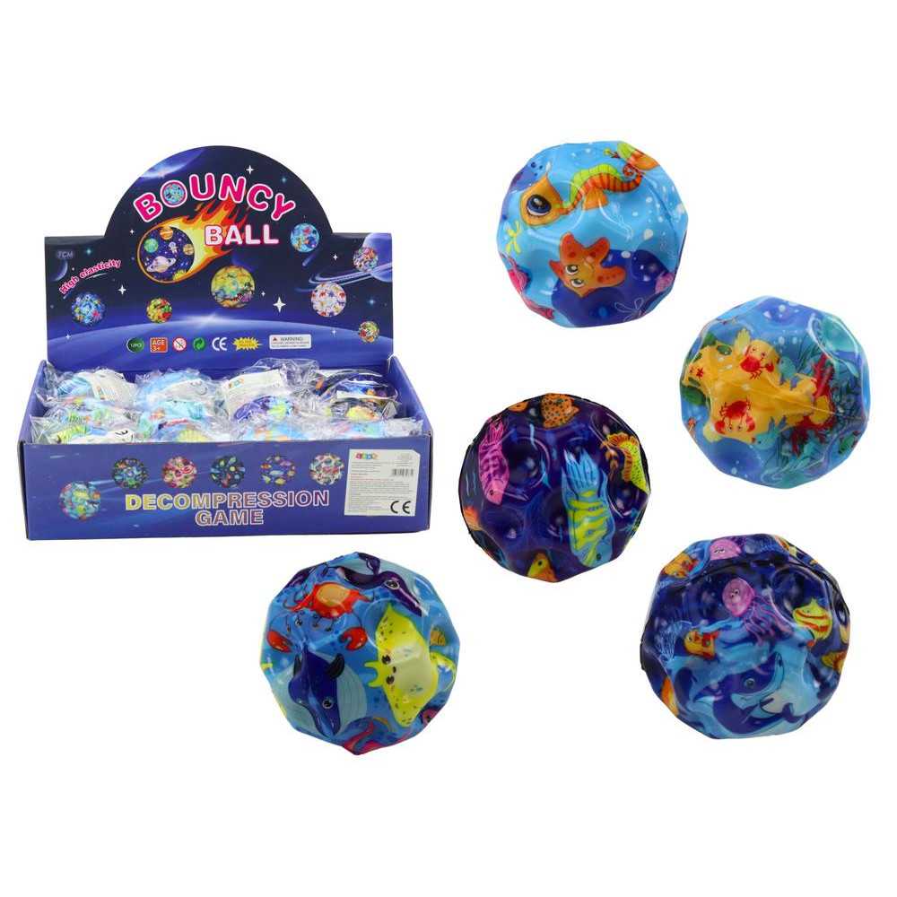 Glowing Ball for Bouncing with Recesses Sea Animals 7cm