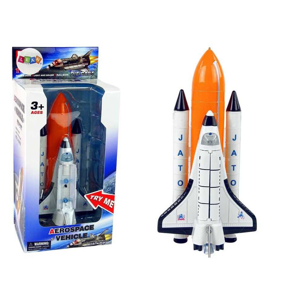 Space rocket with metal spacecraft  Aerospace Light and sound effects PULL-BACK