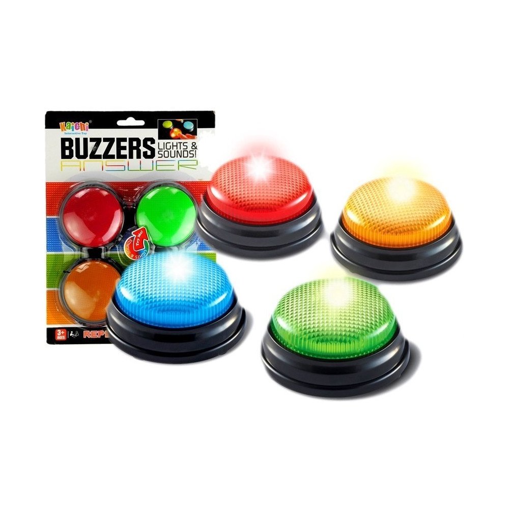 Set Buzzers 4 Lights Light Sound 4 Colours