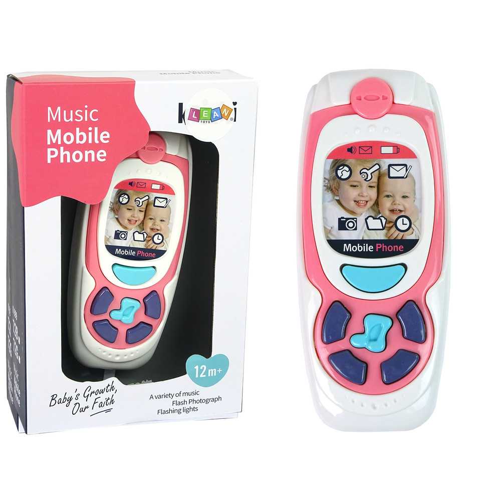 Vaikų mokomasis mobilusis telefonas Melody Pink-LEANTOYS-e-vaikas