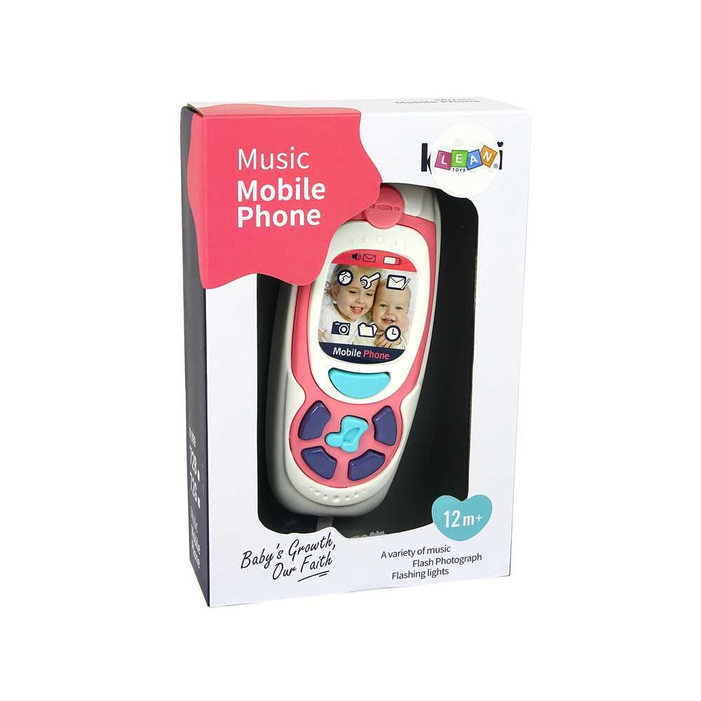 Vaikų mokomasis mobilusis telefonas Melody Pink-LEANTOYS-e-vaikas