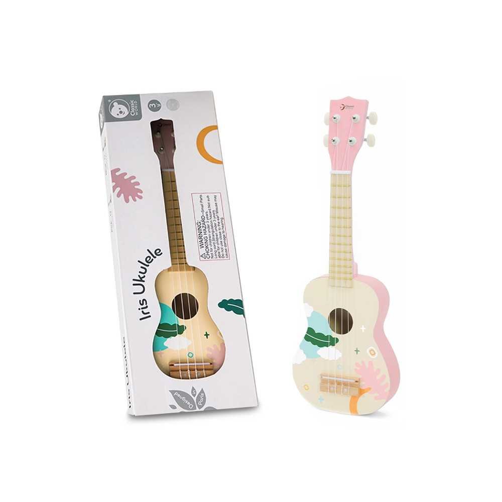 CLASSIC WORLD Drewniane Ukulele Gitara dla Dzieci Różowa					