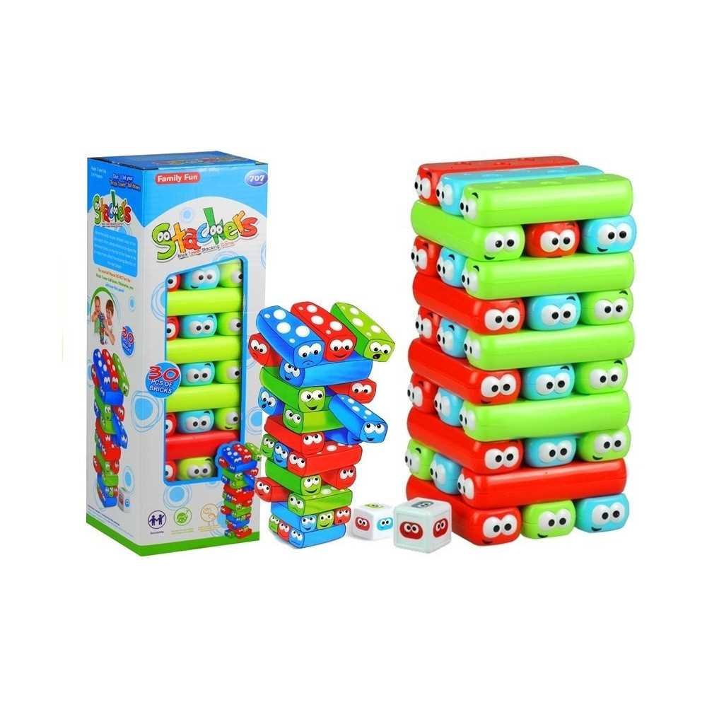 Game Tower With Worms Colorful Bricks