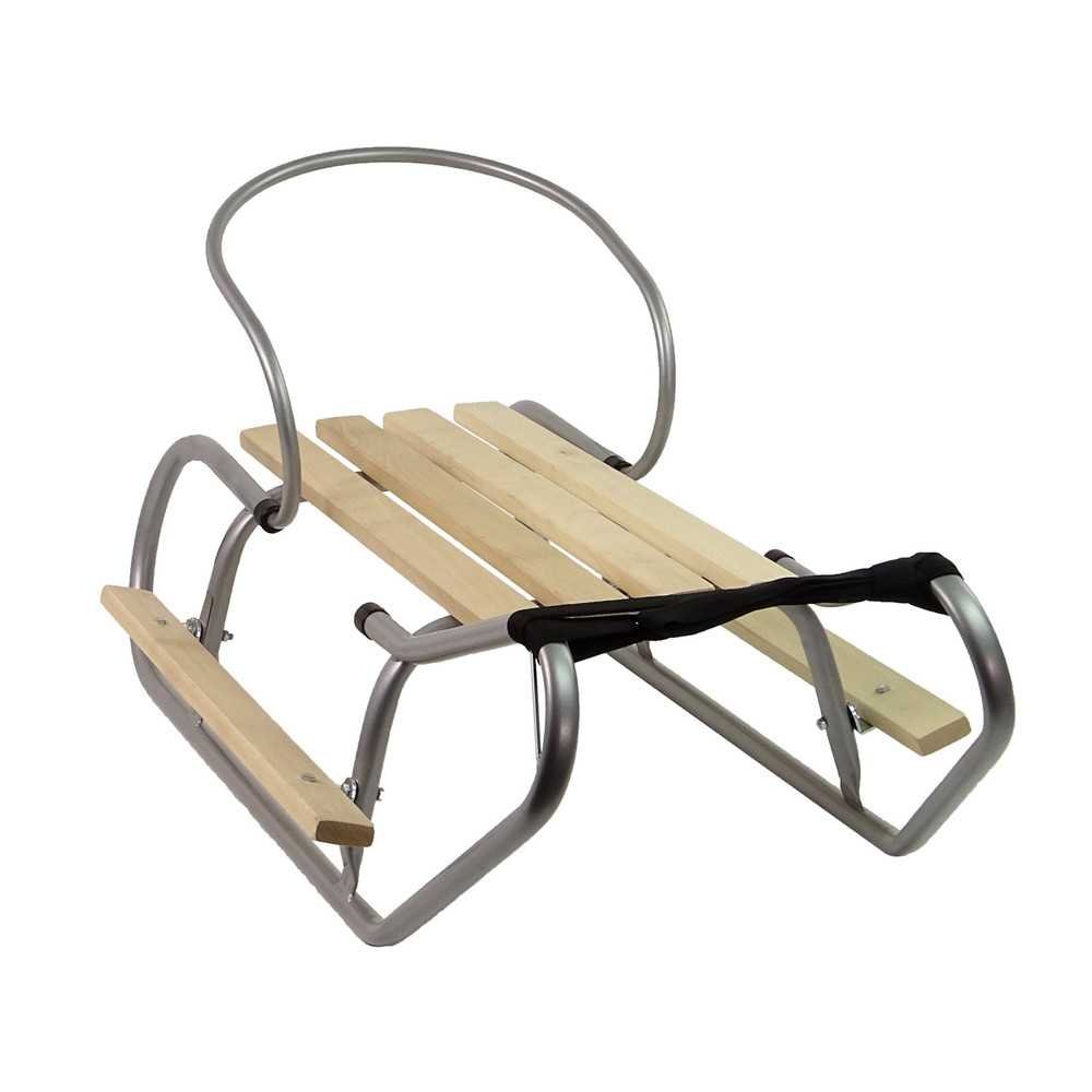 Metal Sled with backrest Strap Silver