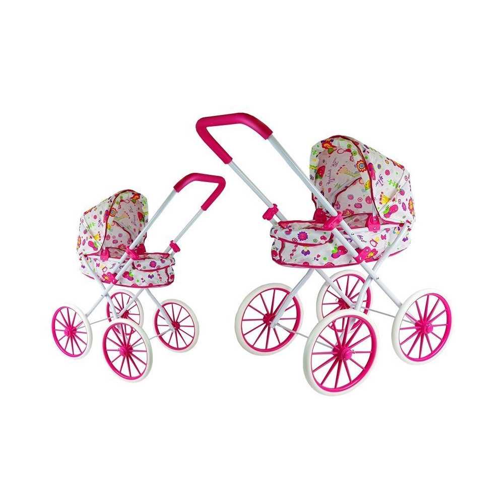 Doll Pram Retro Big Wheels Flowers