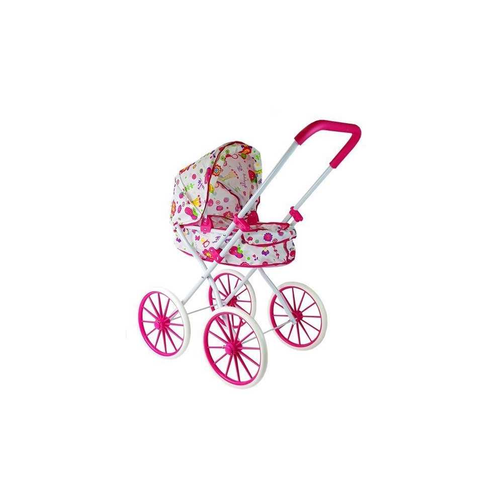 Doll Pram Retro Big Wheels Flowers