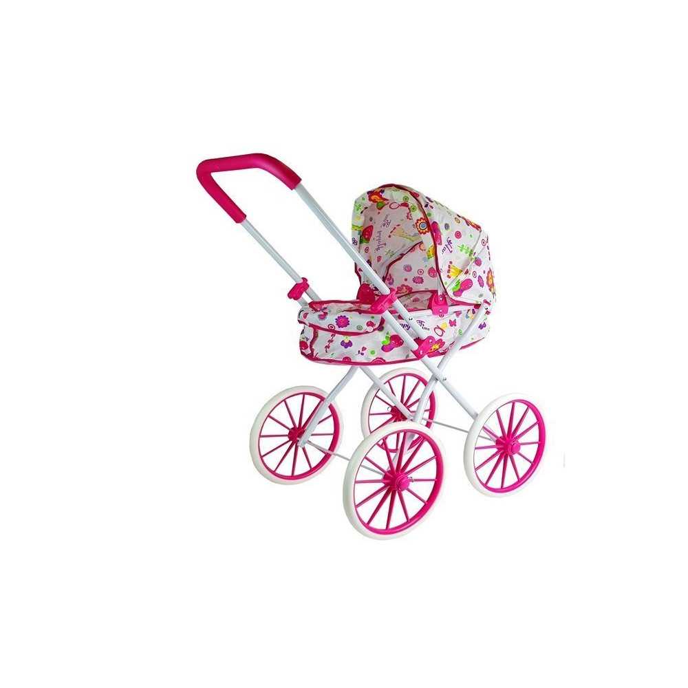 Doll Pram Retro Big Wheels Flowers