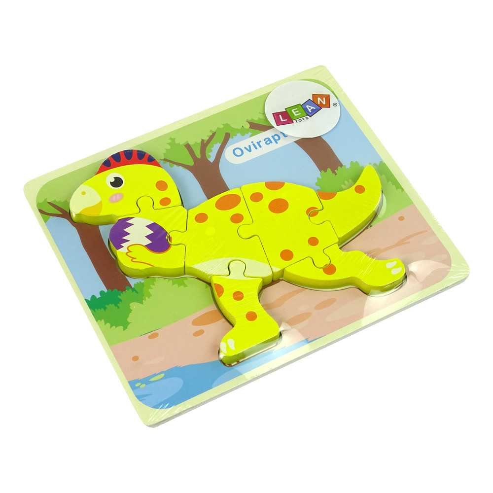 Wooden Puzzle Dinosaur Stegosaurus Yellow