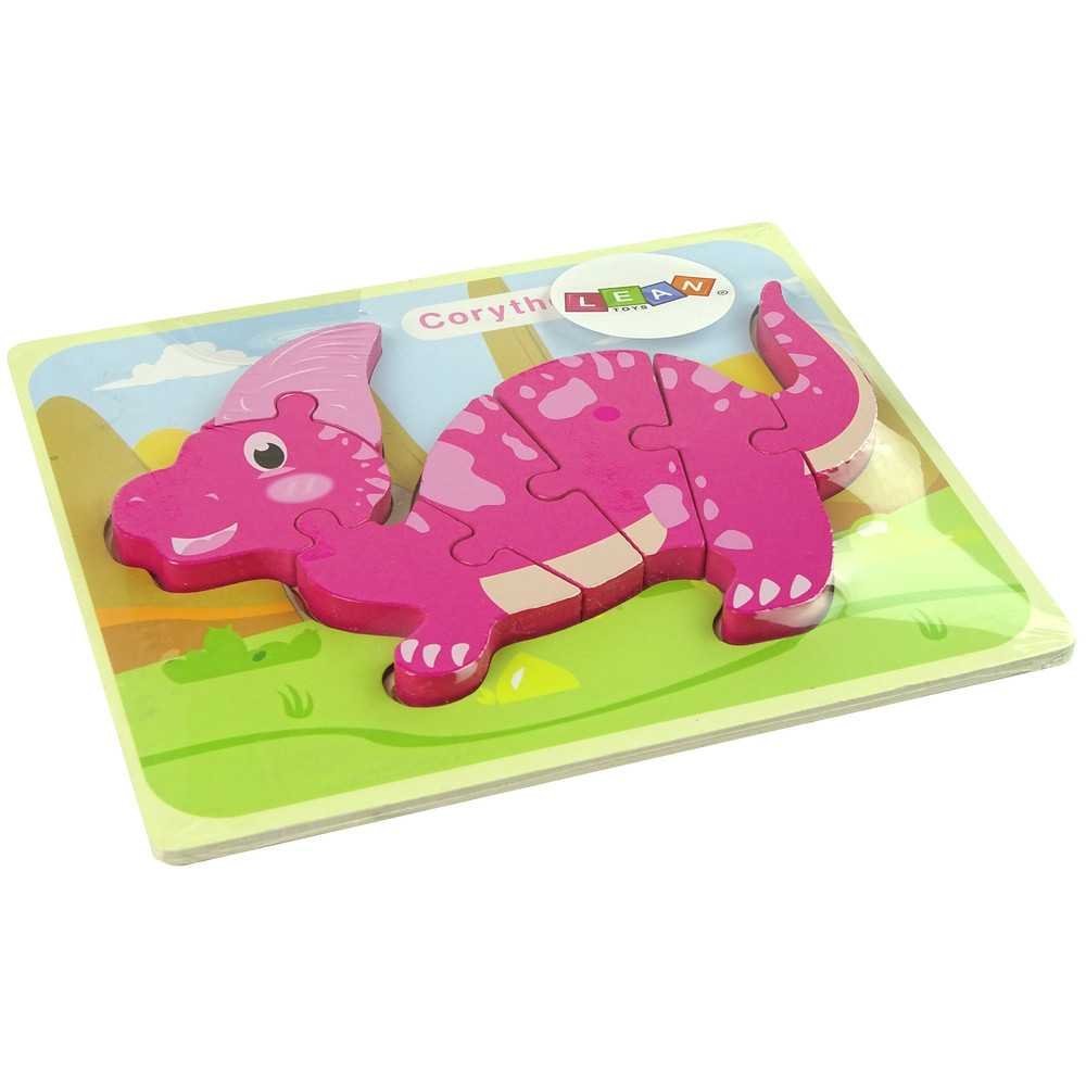 Wooden Puzzle Dinosaur Corythosaurus Pink Spinosaurus Purple