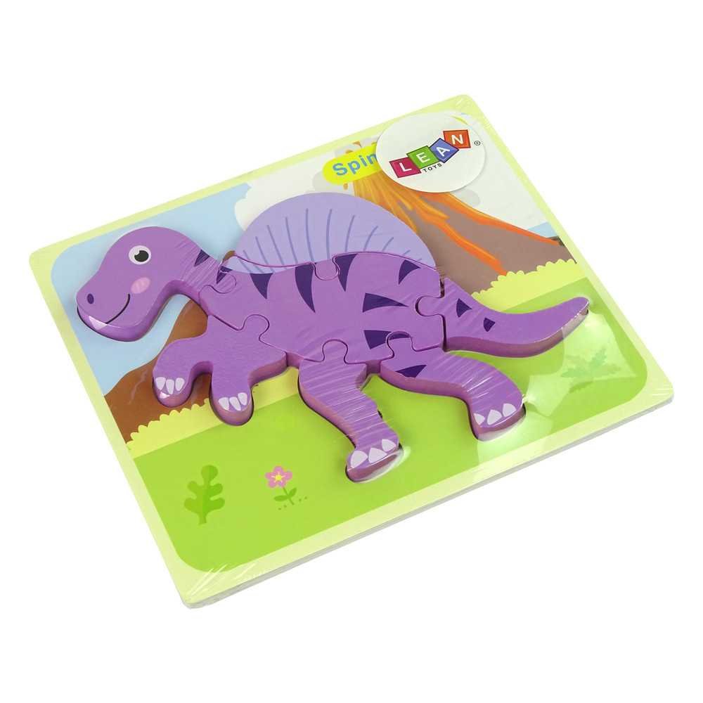 Wooden Puzzle Dinosaur Corythosaurus Pink Spinosaurus Purple