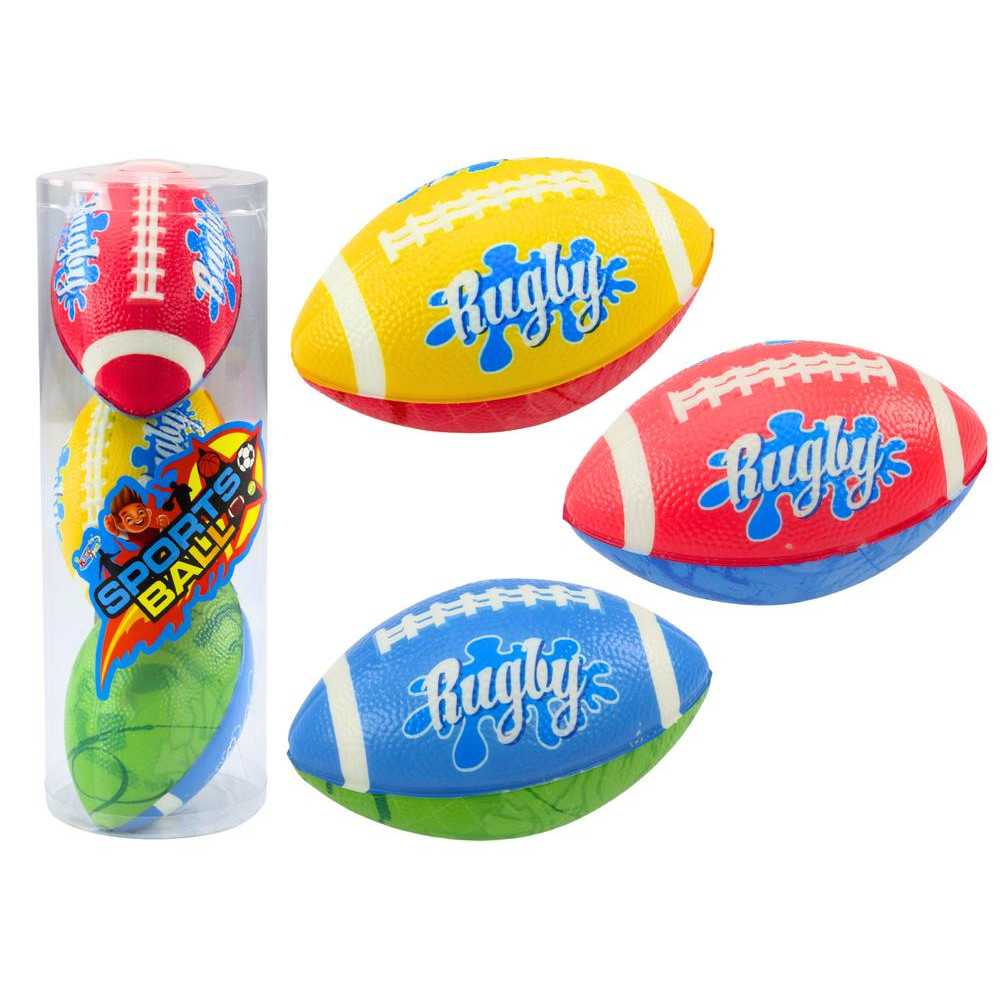 Set of 3 Foam Rugby Balls 3 Colors