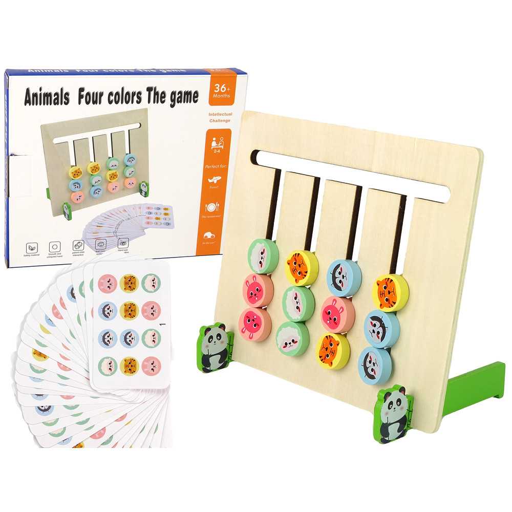 Four Colours Animals Two-Sided Puzzle Wooden Educational Game