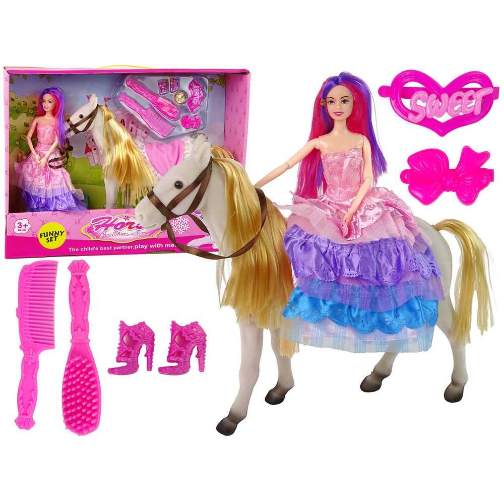 Princess Doll with White Pony Figures Accessories.