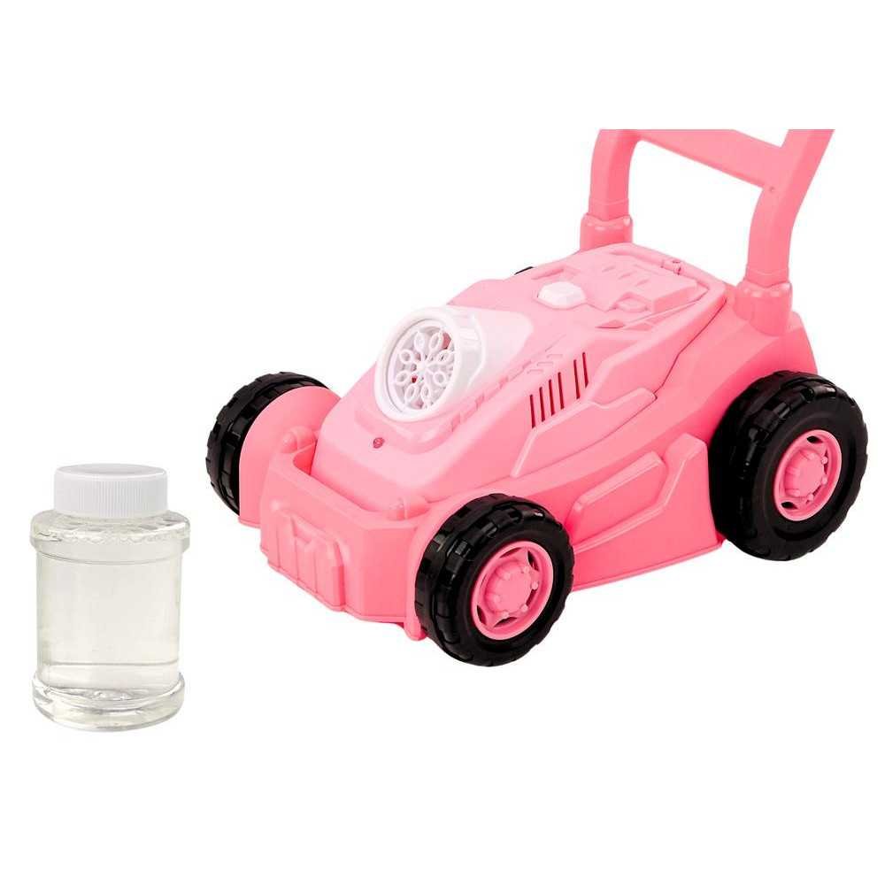 Soap Bubble Machine Lawn Mower Ride-On with Pink Handle