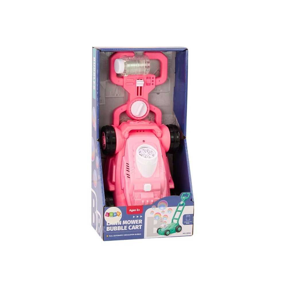 Soap Bubble Machine Lawn Mower Ride-On with Pink Handle