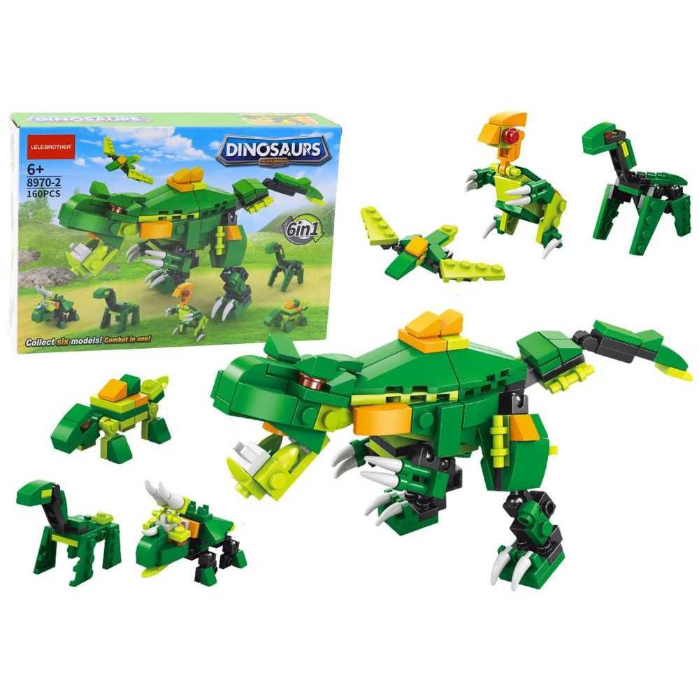 Konstruktorius Dinozaurai 6in1, 160 el.-Žaislai, Konstruktoriai, Lego, statybiniai blokai-e-vaikas