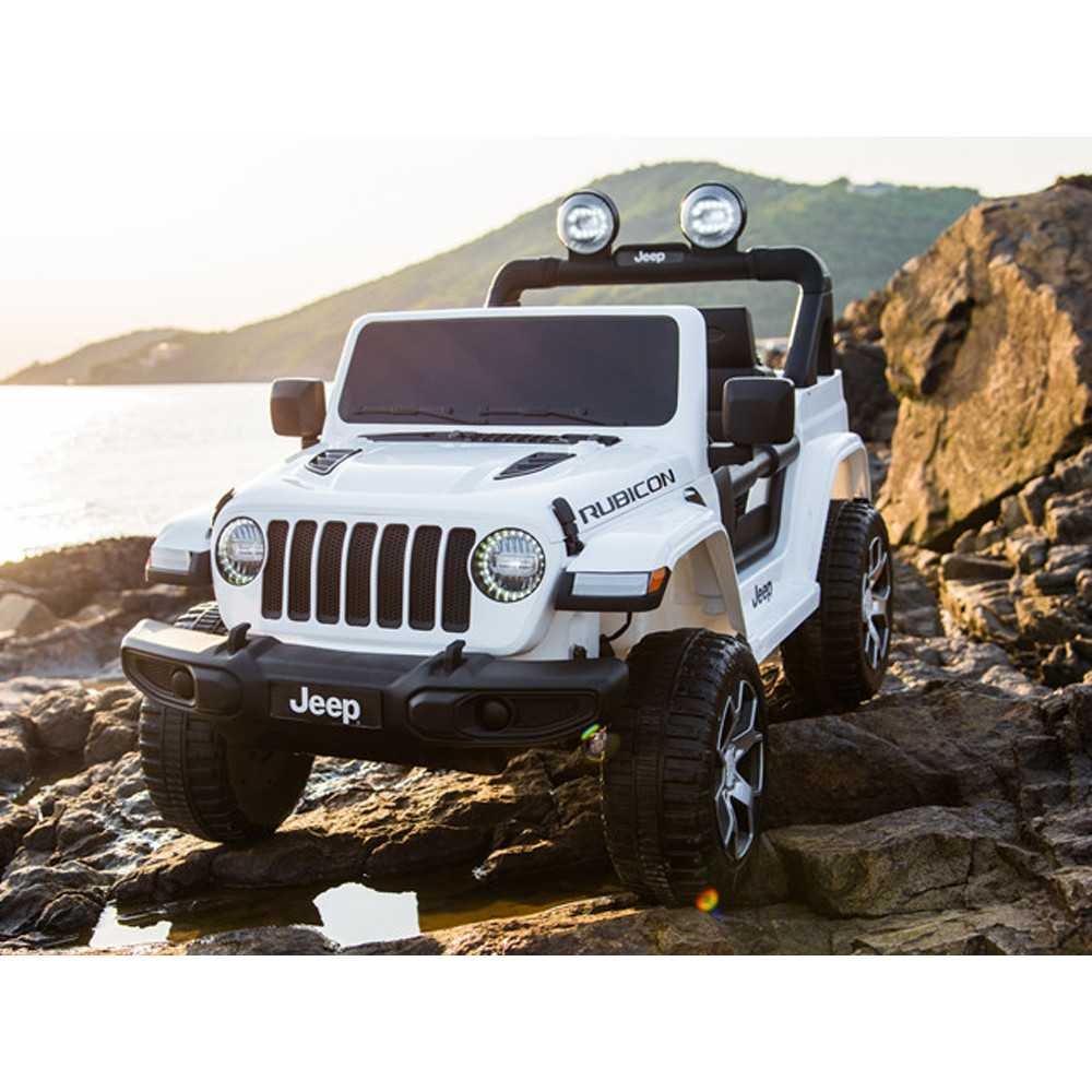 Elektromobilis Jeep Wrangler Rubicon 4x4 PA0223, White-Elektromobiliai vaikams, Visureigiai-e-vaikas