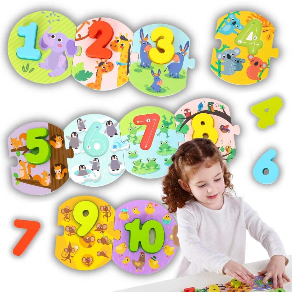 TOOKY TOY Edukacyjne Puzzle Układanka Montessori Nauka Liczenia					