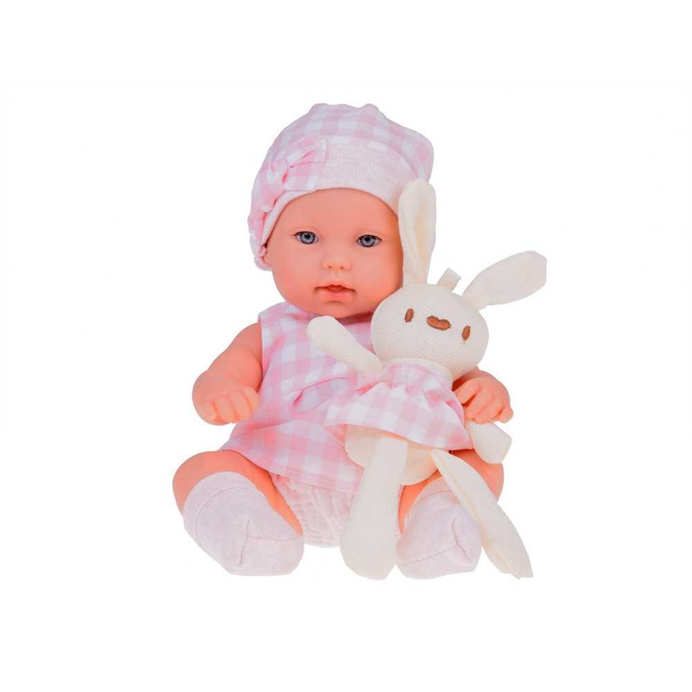 Baby Doll Newborn wearing a pink hat dress + rabbit ZA 5007 RO