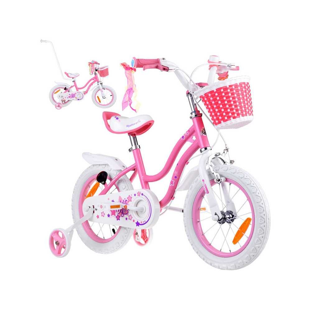 RoyalBaby STAR GIRL girls' bike 14" basket side wheels pusher RB14G-1