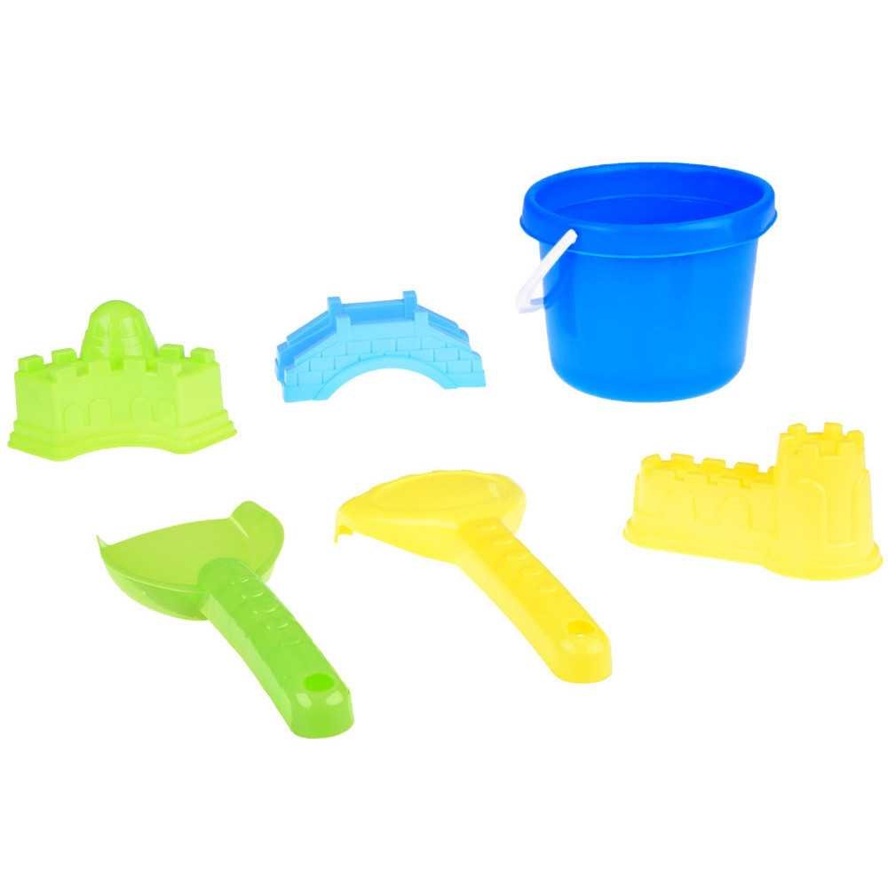 Set: Bucket + shovel, rake and molds. Sand toy ZA5077