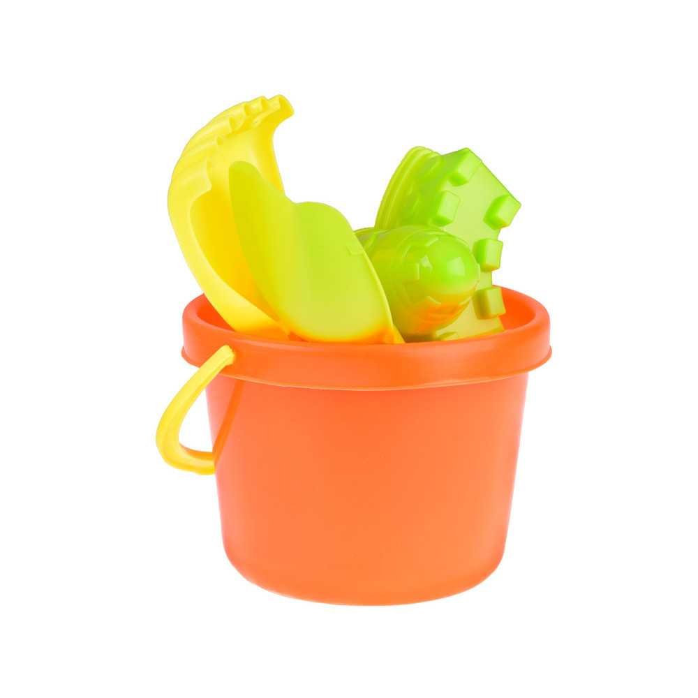 Set: Bucket + shovel, rake and molds. Sand toy ZA5077