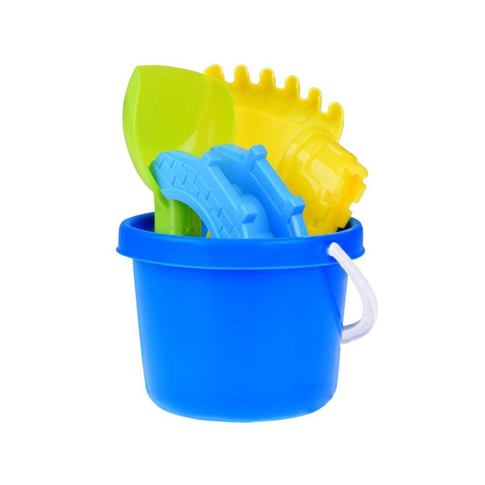 Set: Bucket + shovel, rake and molds. Sand toy ZA5077