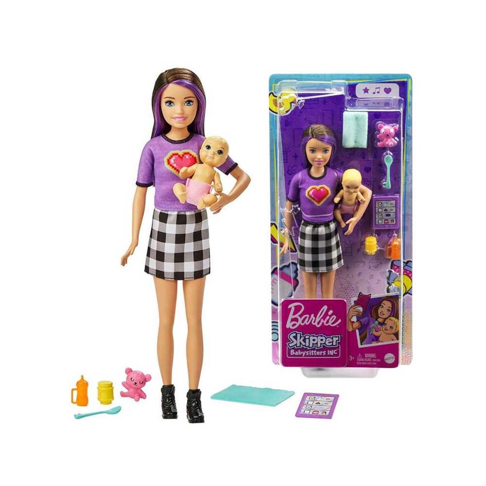 Lėlė Barbie Skipper auklė + kūdikių priedai GRP11 ZA5084-Laikina-e-vaikas