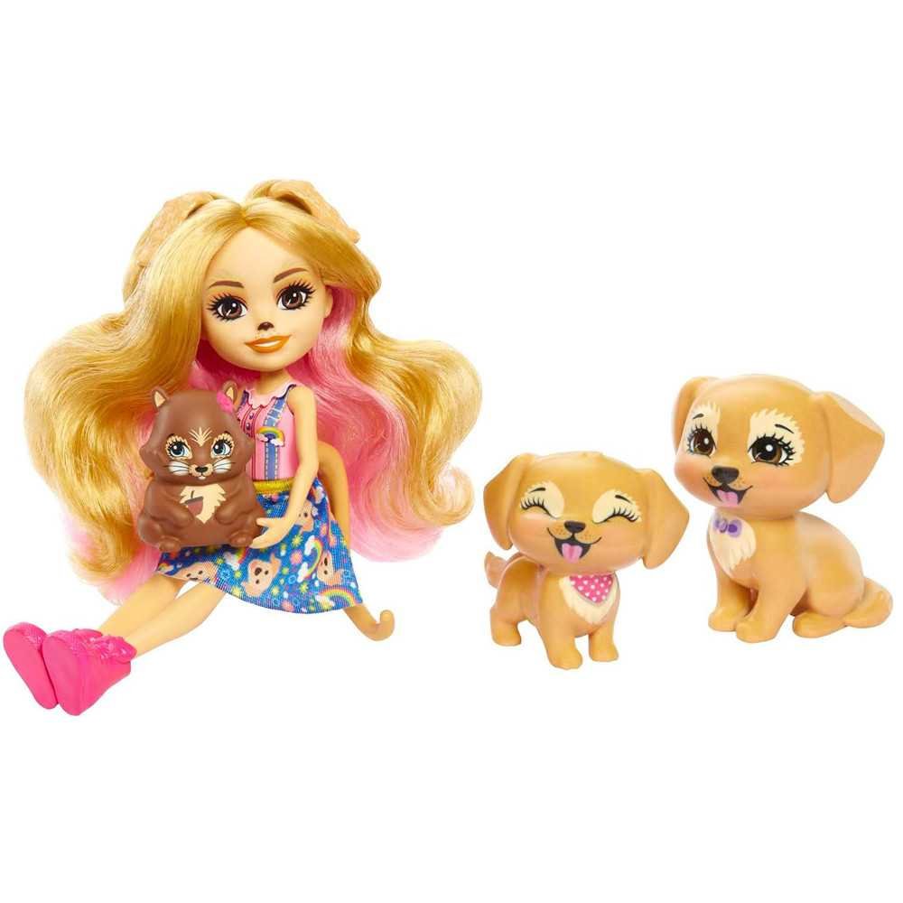 Enchantimals Golden Retriever doll, squirrel puppy figurines ZA5088