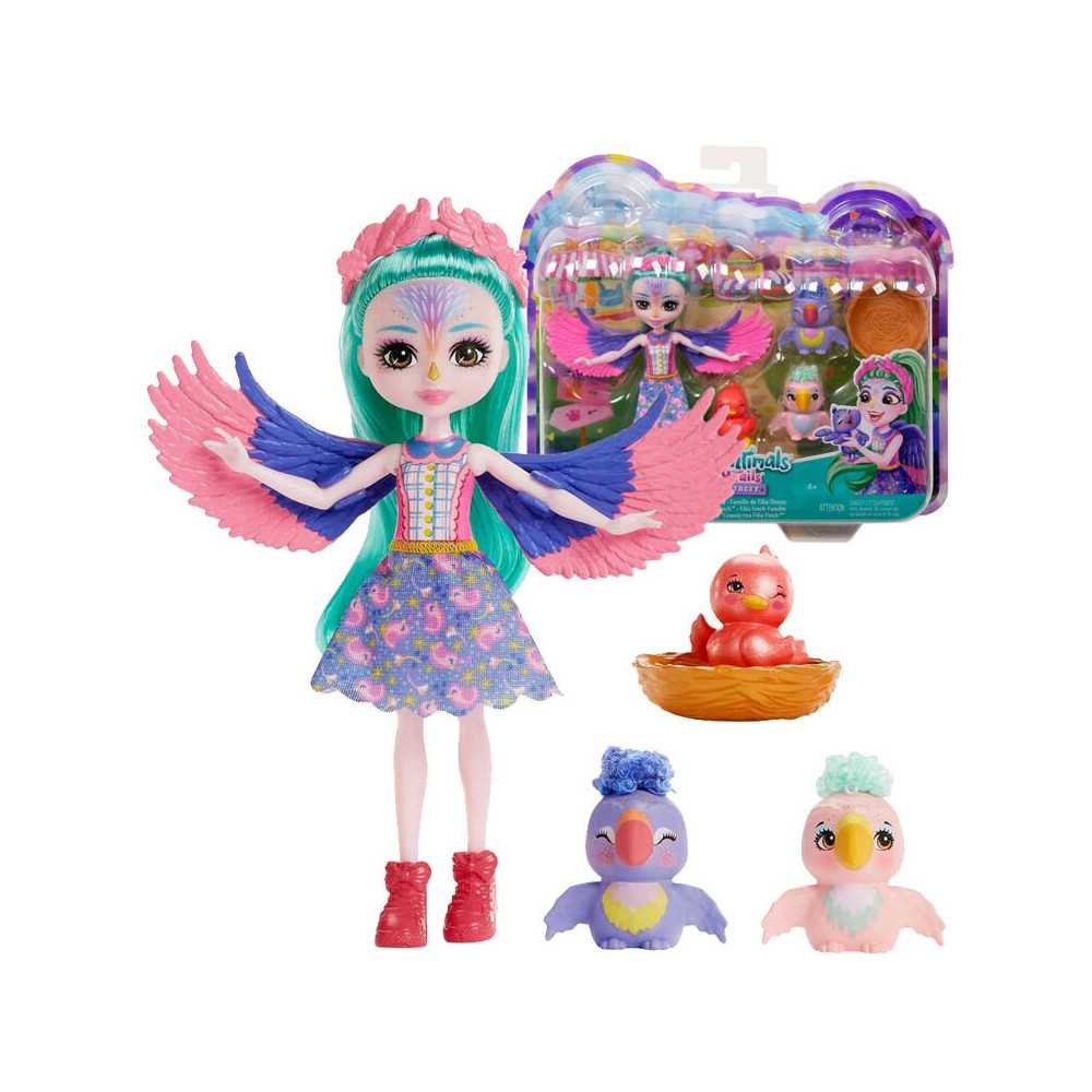 Enchantimals Filia Finch doll and a nice family of parrots ZA5089