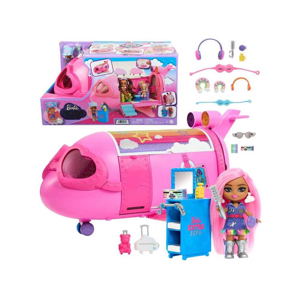 Rožinis lėktuvas Barbie Extra Fly Minis piloto lėlė ZA5092-Laikina-e-vaikas