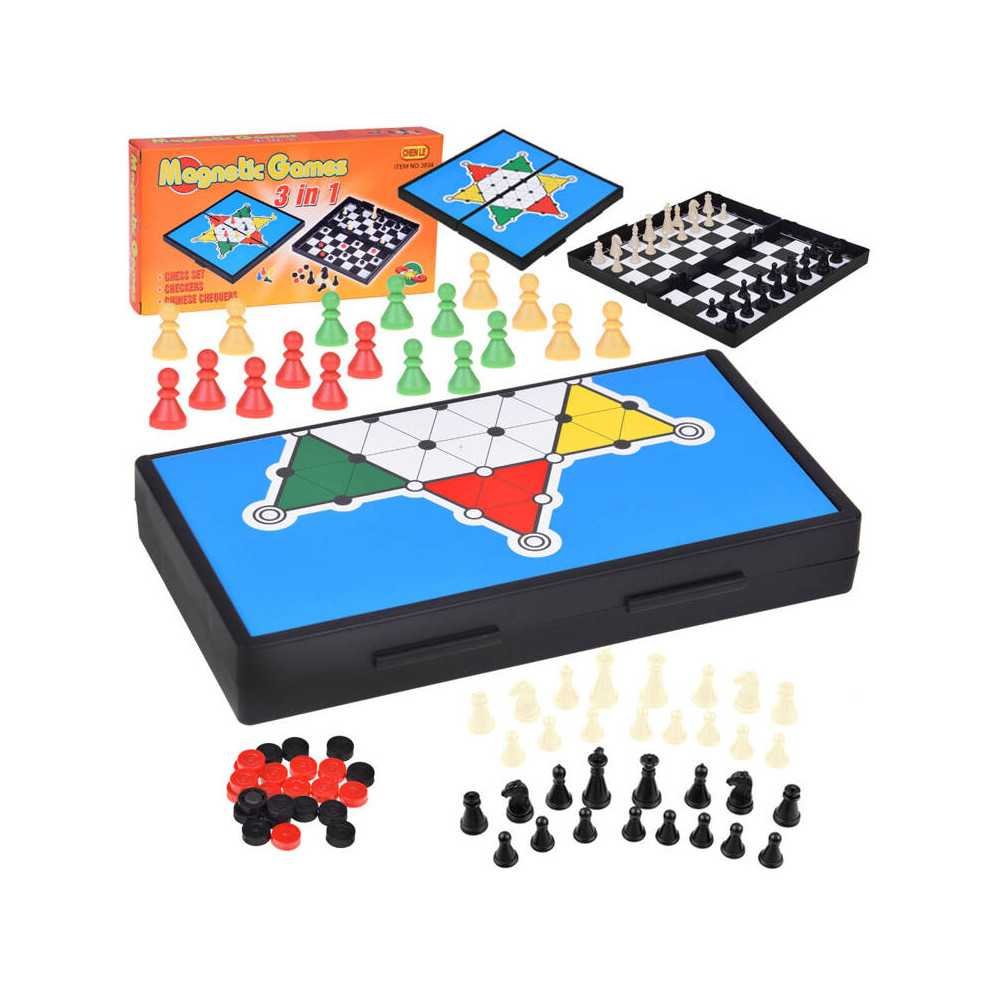 Game set 3in1 chess checkers Chinese MAGNETIC strategic GR0676