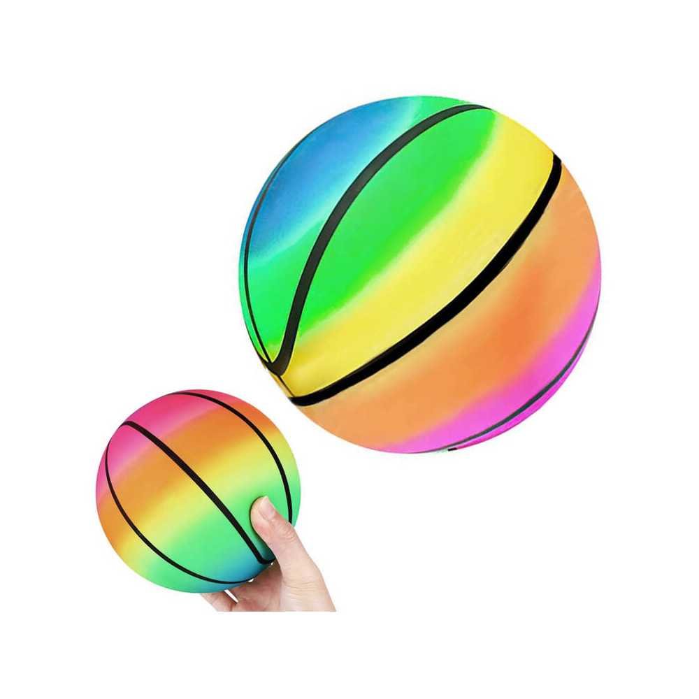 Rubber colorful rainbow light fun game ball 9" 23 cm for children SP0794