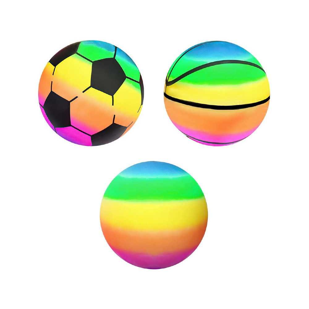 Rubber colorful rainbow light fun game ball 9" 23 cm for children SP0794