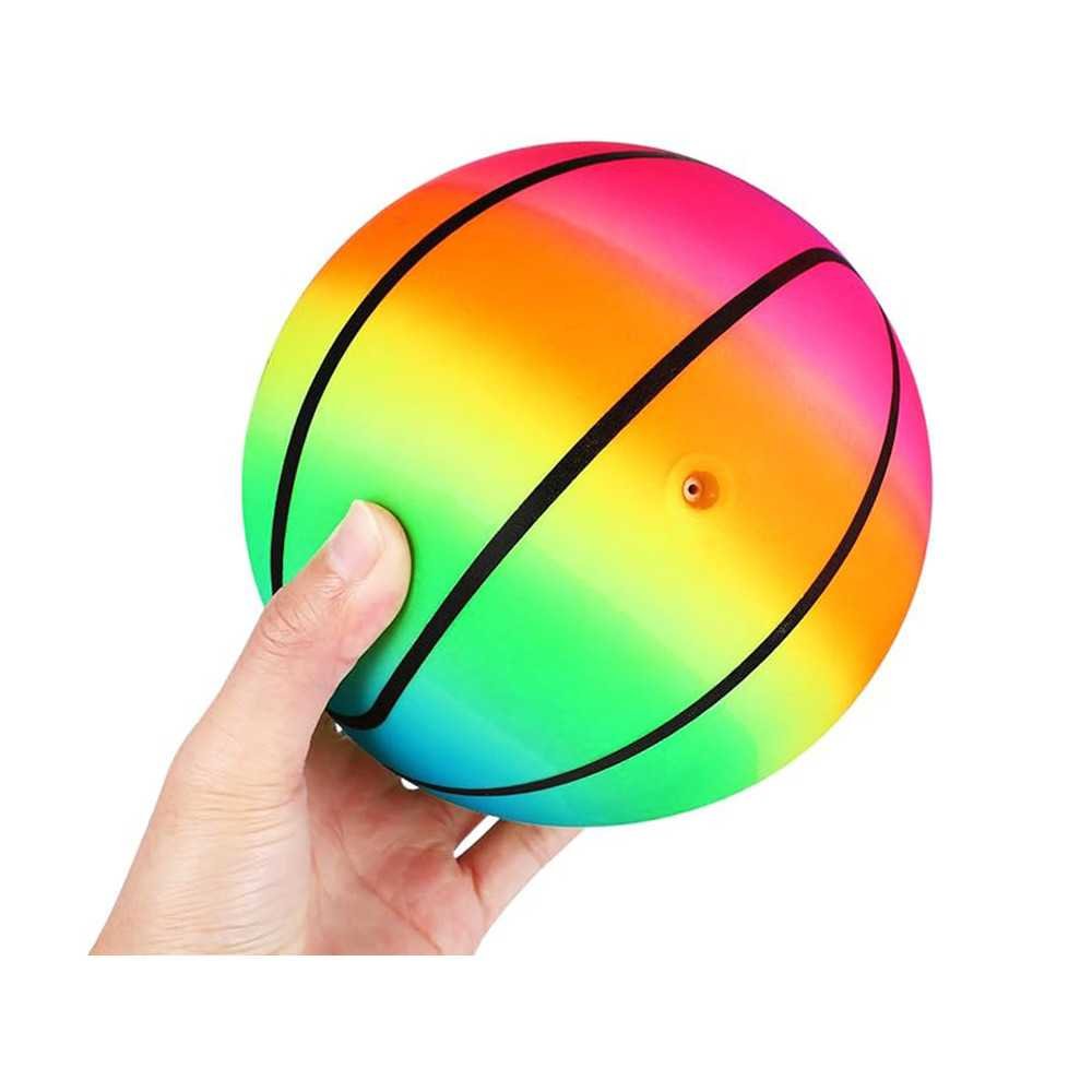 Rubber colorful rainbow light fun game ball 9" 23 cm for children SP0794