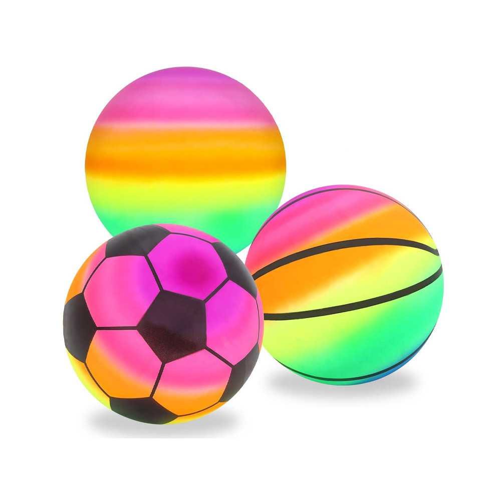 Rubber colorful rainbow light fun game ball 9" 23 cm for children SP0794