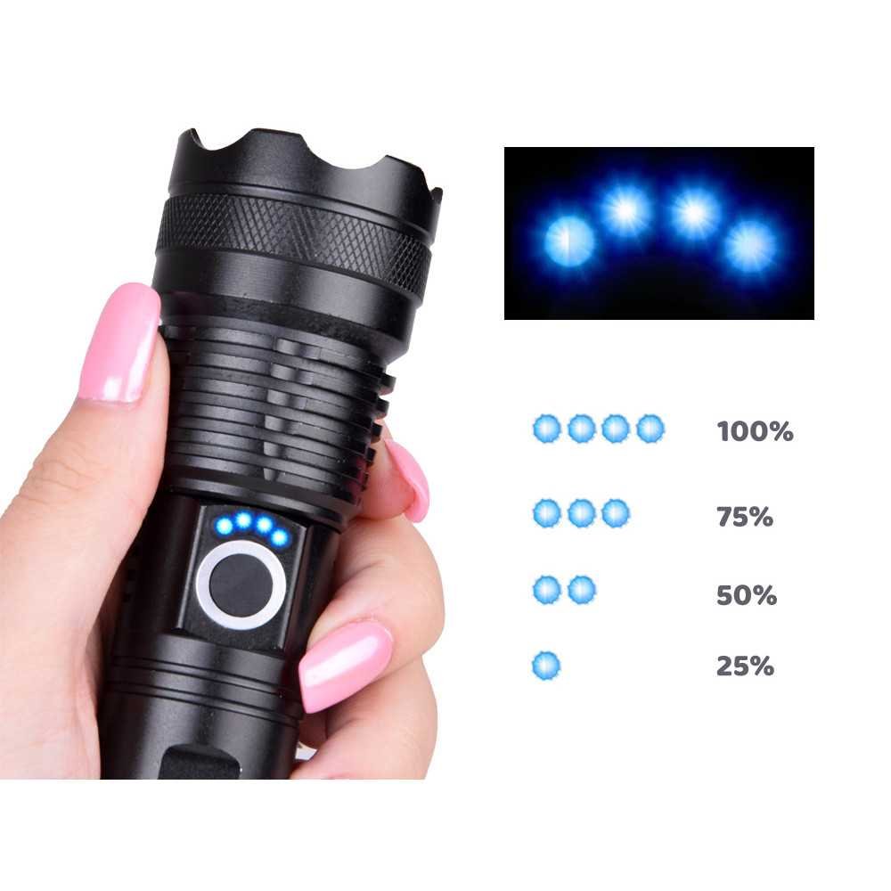 Powerful USB rechargeable LED flashlight, waterproof SP0799