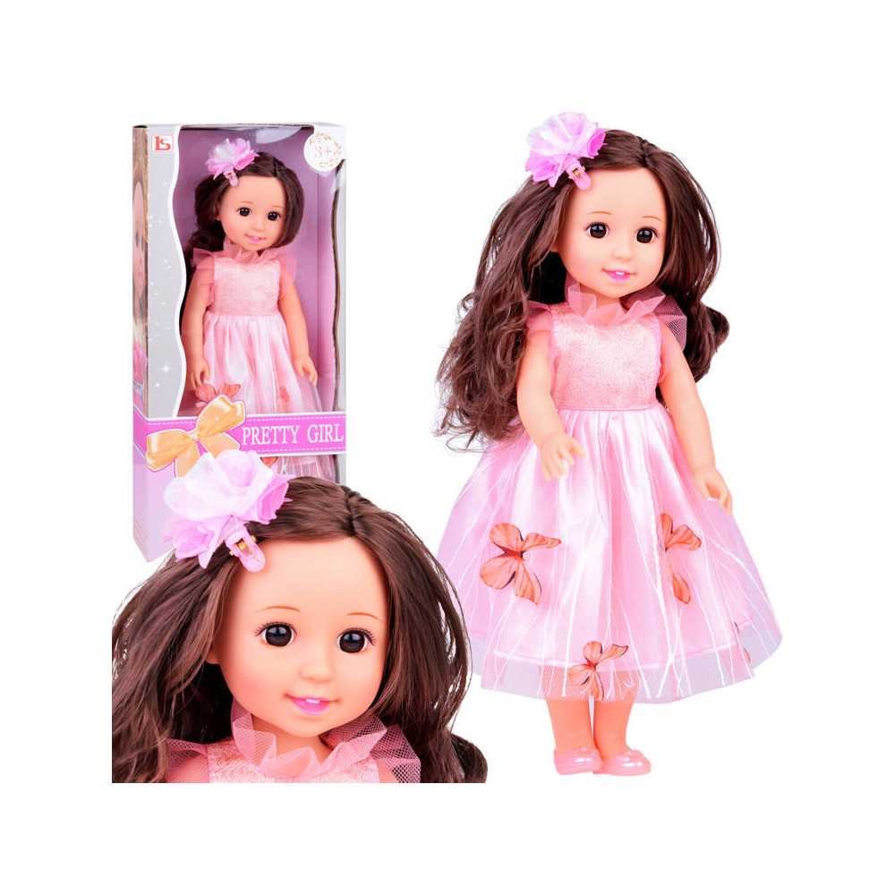 Beautiful 36 cm doll in a pink ball gown with butterflies and long hair ZA5236