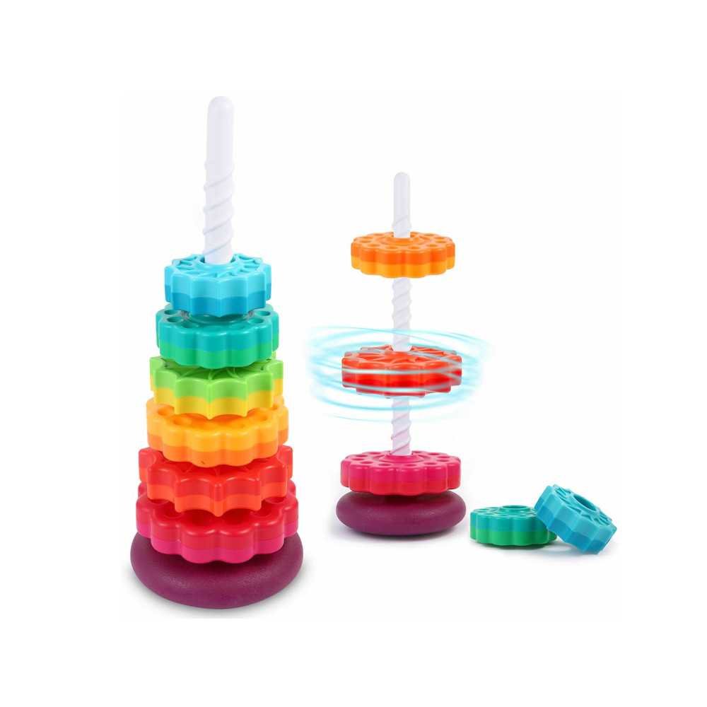 Rainbow spiral tower for stacking sensory toy for children ZA5286