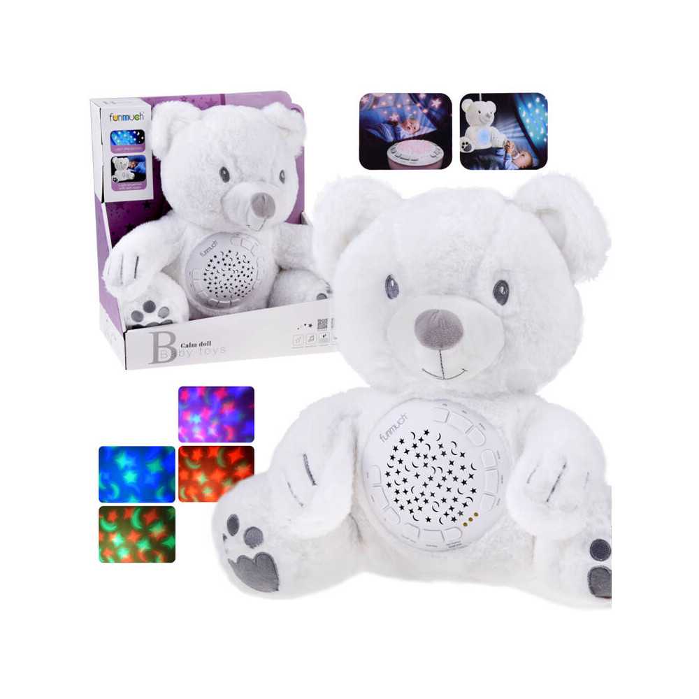 Plush projector white bear lullaby lamp for toddler ZA5289