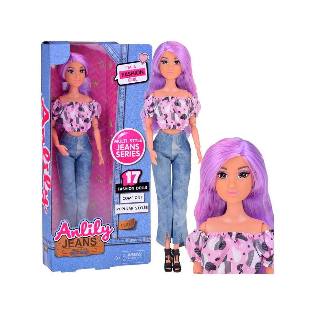 Anlily doll with long pastel hair in jeans ZA5305