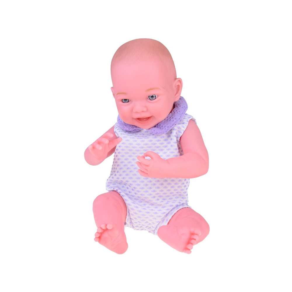 Smiling baby doll in purple sweater + hat 40 cm ZA5321