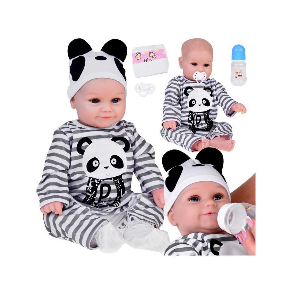 Lovely soft Boy Doll 45cm lifelike dressed in Panda overalls ZA5358