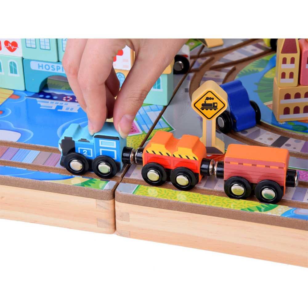 Wooden Train Set Build a City + Train Suitcase 89 ZA5374