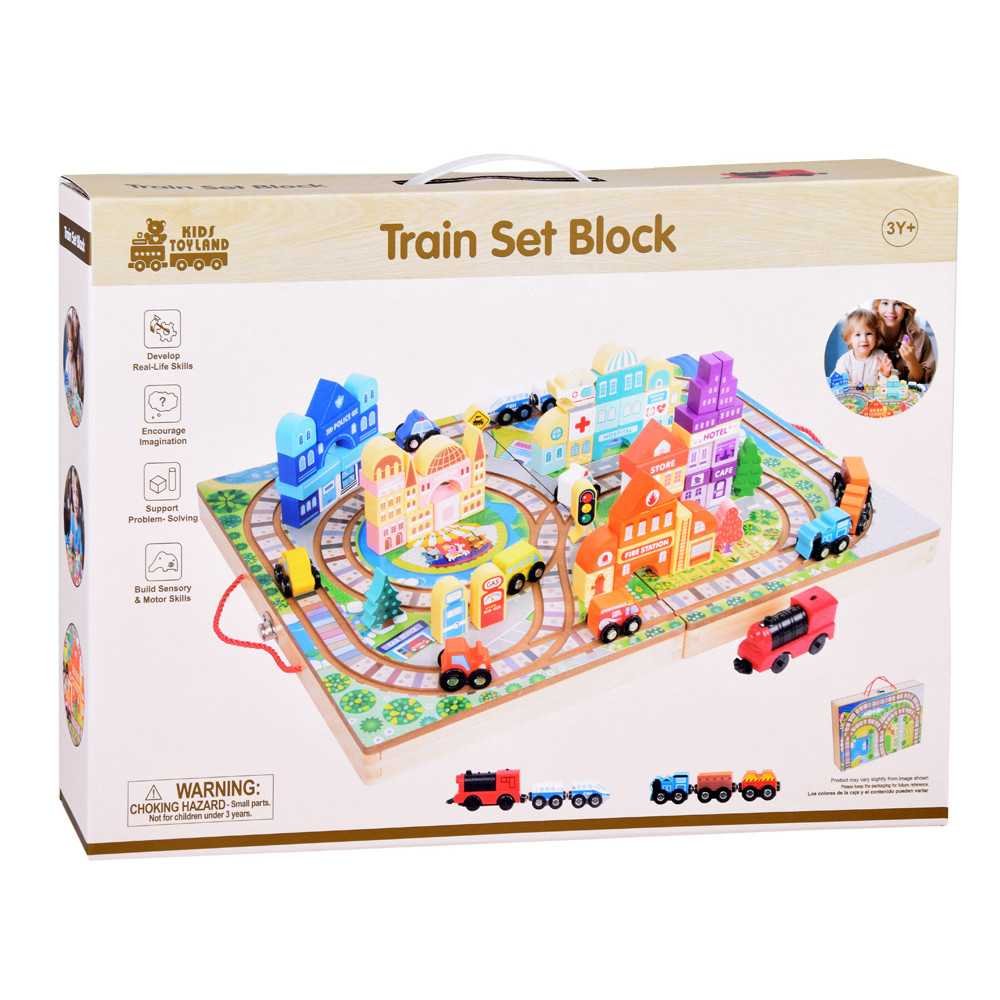 Wooden Train Set Build a City + Train Suitcase 89 ZA5374