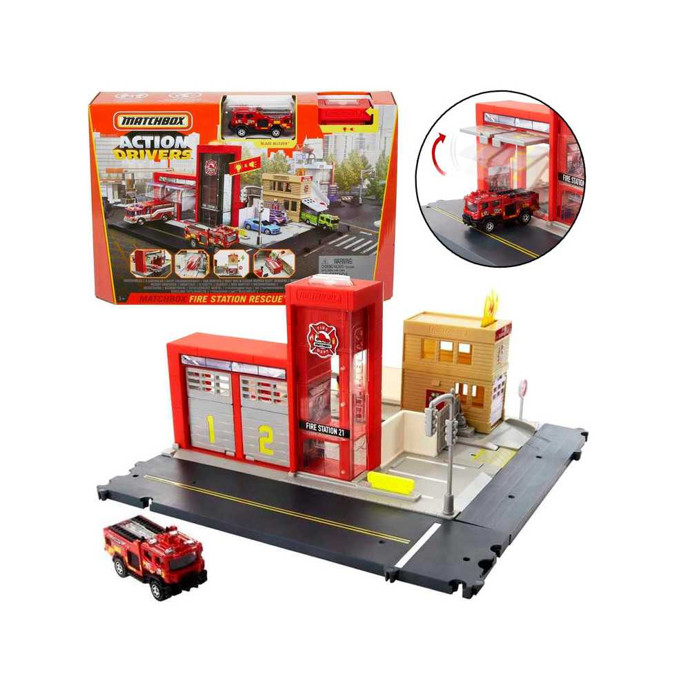 Gaisrinės tarnybos rinkinys Mattel Matchbox + gaisrinis automobilis ZA5526-Laikina-e-vaikas